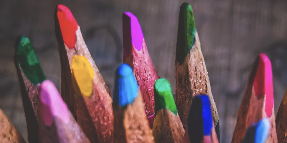 Closeup of colour lead pencils